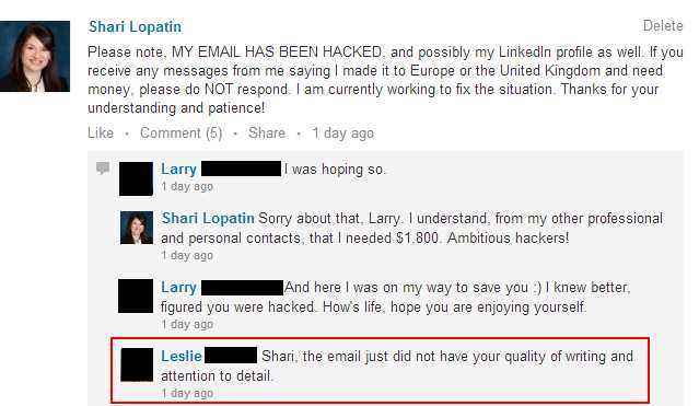 LinkedIn hacker convo